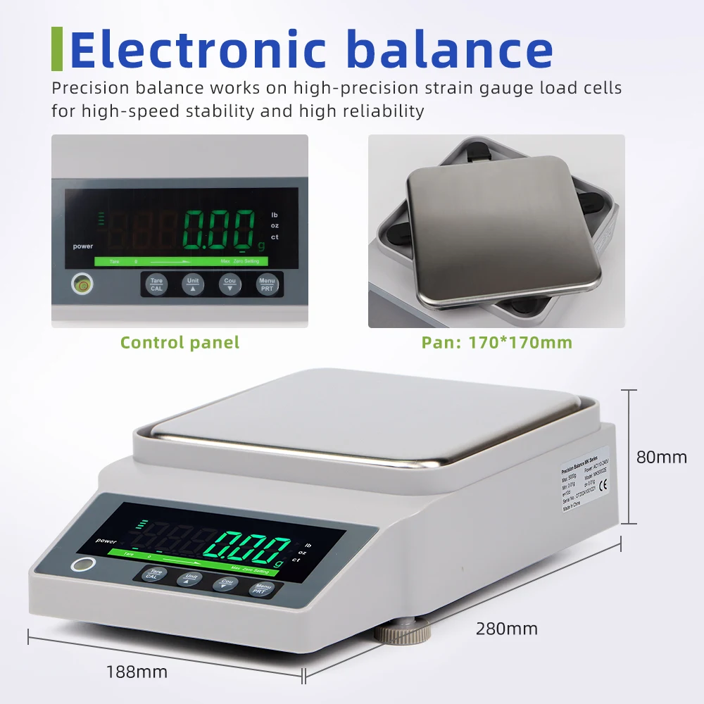 1KG 5KG 10KG  High Precision Balance Lab Analytical Balance Scale Kitchen Jewelry Electronic Weighing Scales with RS232 Port