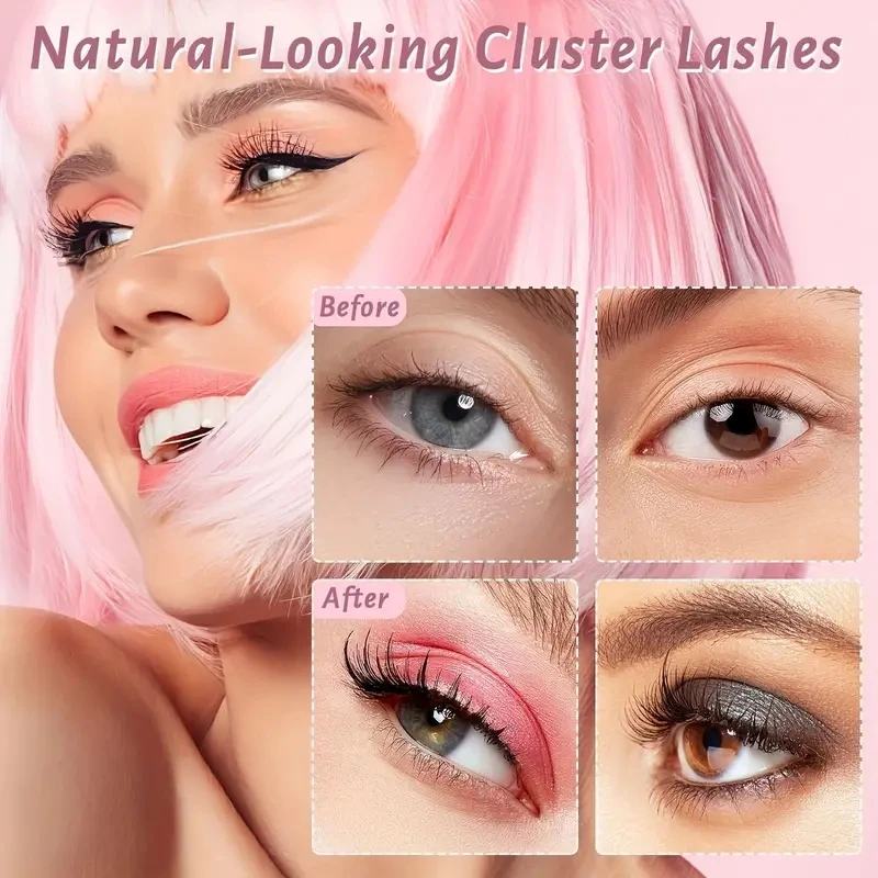 7 Pairs False Eyelashes, Cat Eye Look Lashes, Natural Lashes, Fluffy 8DFaux cat Lashes, Thick Curly Fake Eyelashes Strip Lashes