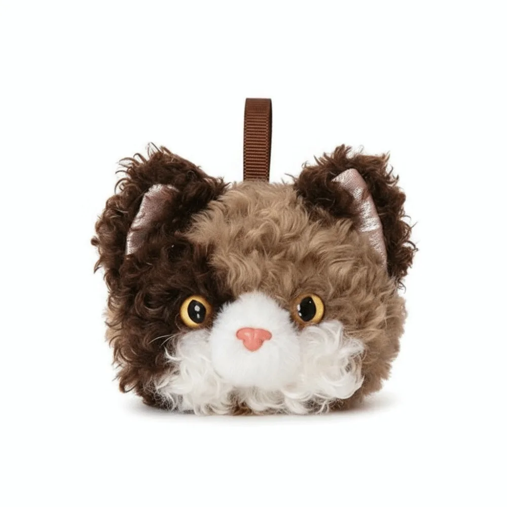Stuffed Animal Charm Curly Fur Cat Key Chain Mini Cute Kitten Key Ring Miniature Soft Plush Bag Pendant Girls
