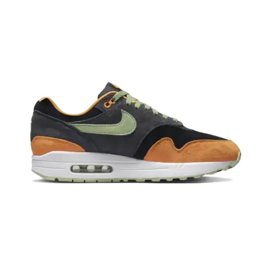 Nike Air Max 1 Men's and Women's Low Top Casual Running Shoes Comfortable Shock Absorbing Sneakers Black Brown Colorway