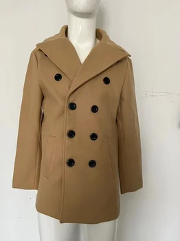 Men's Long Tweed Peacoat 3 New Mens Peacoat Long-sleeved Tweed Coat Autumn and Winter Fashion Solid Color Long Overcoats Large Size Male Jackets 3