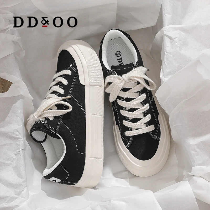 DD＆OO Men's Heightening Shoes 2025 Autumn New Simple Matchable Thick Bottom Casual Shoes Fashionable Trendy Canvas Sneakers