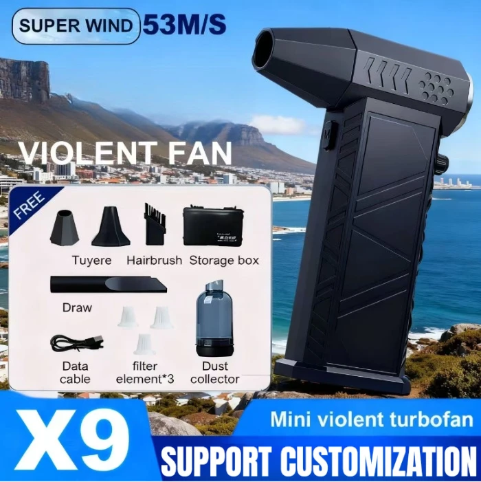 

X9Pro+ 600000 об/мин Мощный вентилятор-воздуходувка, пылесос, зарядка Type-C, сильный ветер, бесщеточный турбовентилятор-сушилка