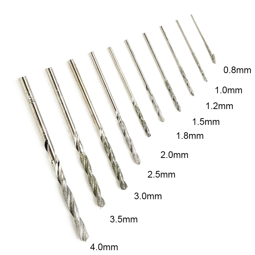 10pcs Diamond Coated Drill Bits Twist Drills Bit Hole Saw For Jade Metal Agate Jade Gemstones Pearls Pendants Cobblestone Dril