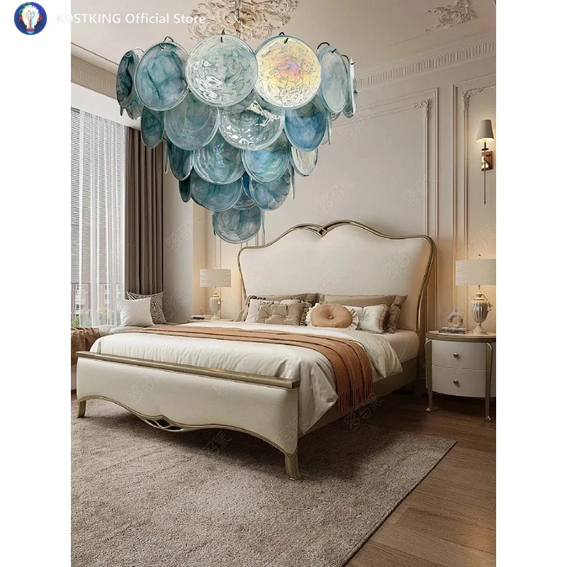 Modern Luxury French Green Glass Ceiling Chandelier Lighting 2024 Elegant Home Decoration Big Hanging Lamps over Living Room