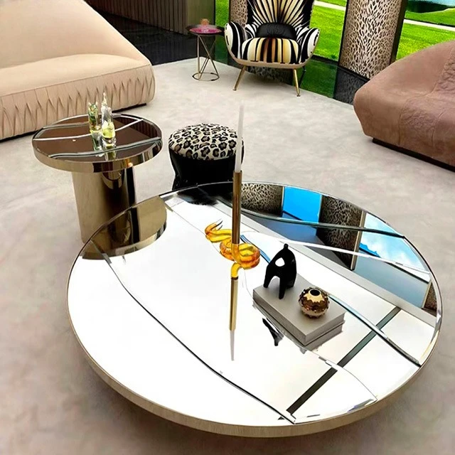 Marble coffee table, household round high-end coffee table