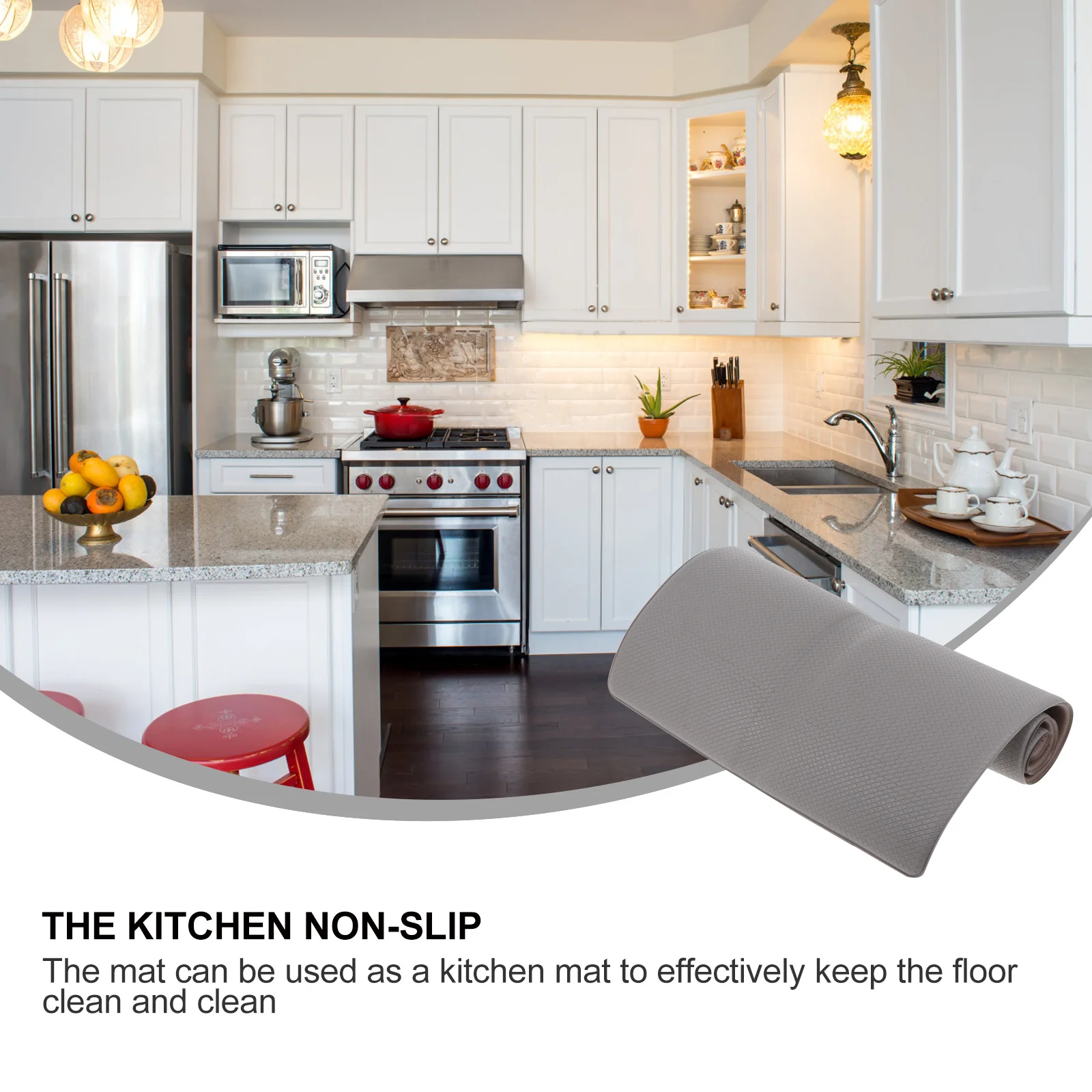 

1Pcs Waterproof Mat Non-Slip Oil-Resistant Floor Rug Grey Comfortable Cushion for Kitchen Anti-Skid Rug