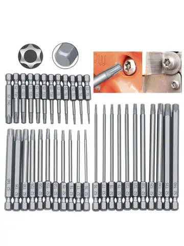 50-75-100mm Hollow Plum Blossom Extended S2 Screwdriver Set with Hexagonal Handle Screwdriver Bit Screwdriver Tool