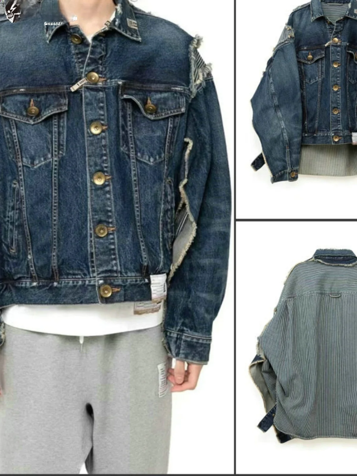 Fashion Brand 22aw Mihara Yasuhiro Sanyuan Kangyu Denim Cut Patchwork Distressed Casual Jacket