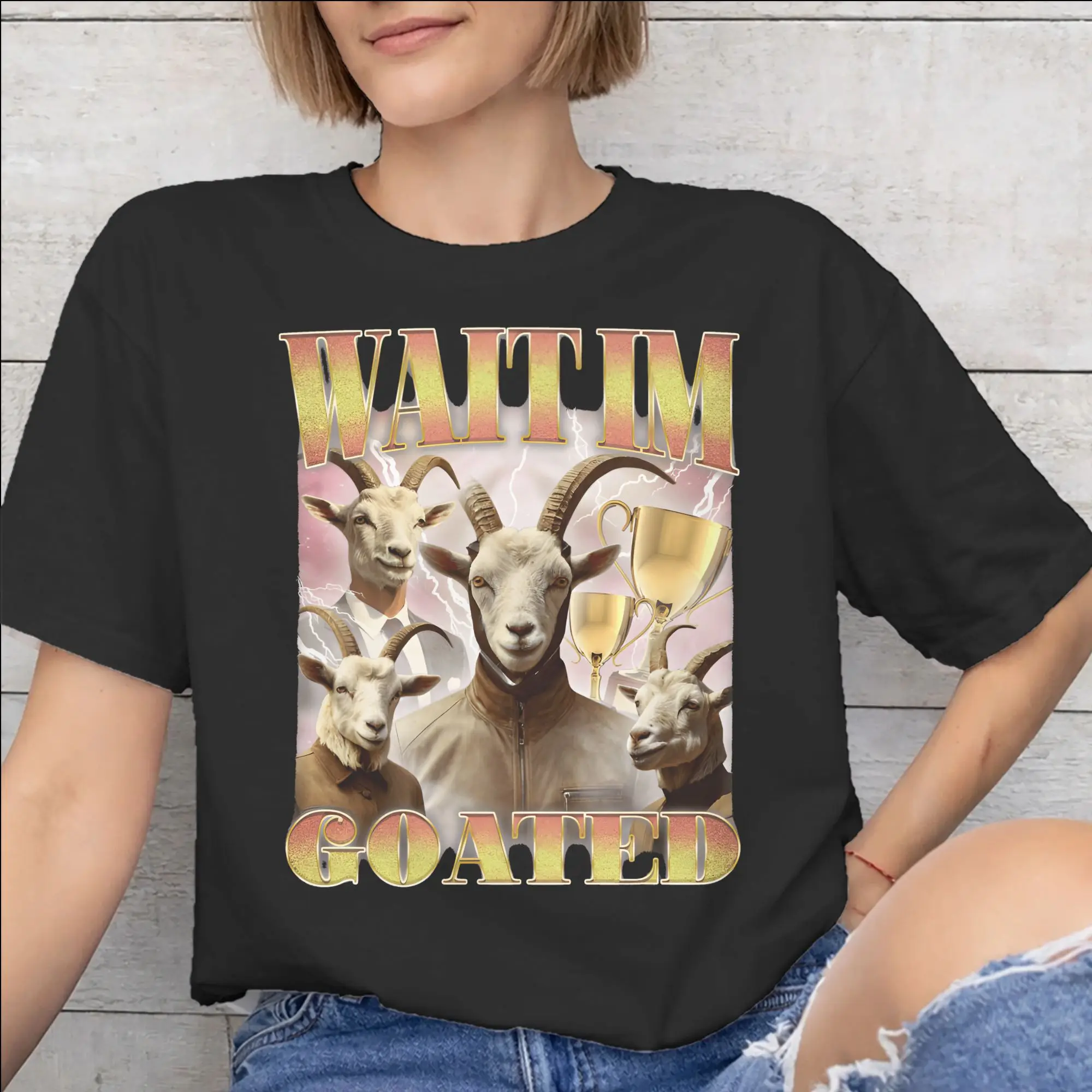 Wait I'M Goated Funny Meme Graphic Printing T Shirts Men Women  100% Cotton  Tee Shirt Clothing