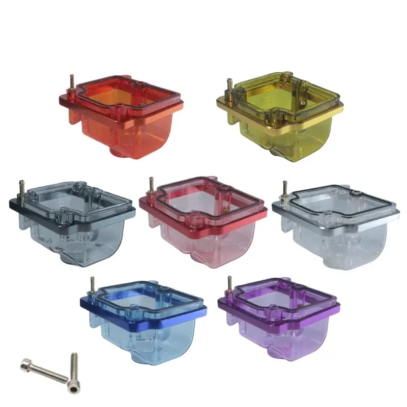 

OUNENG Brand New PWK Carburetor Nylon Transparent Color Bottom Cover CNC Aluminum Ring Modification Oil Cap Bowl Float Chamber
