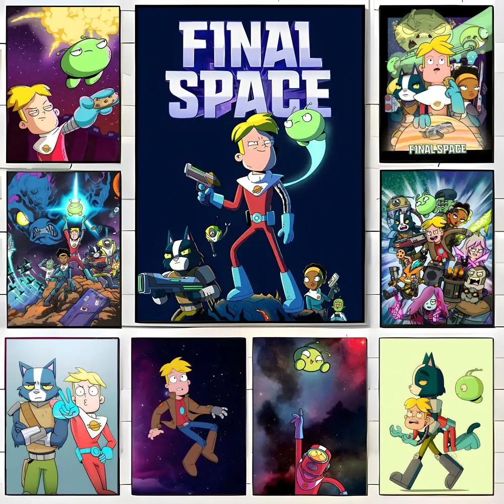 Sci Fi Space Cartoon F-Final Space Poster  Self-adhesive Art Waterproof Paper Sticker Coffee House Bar Room Wall Decor