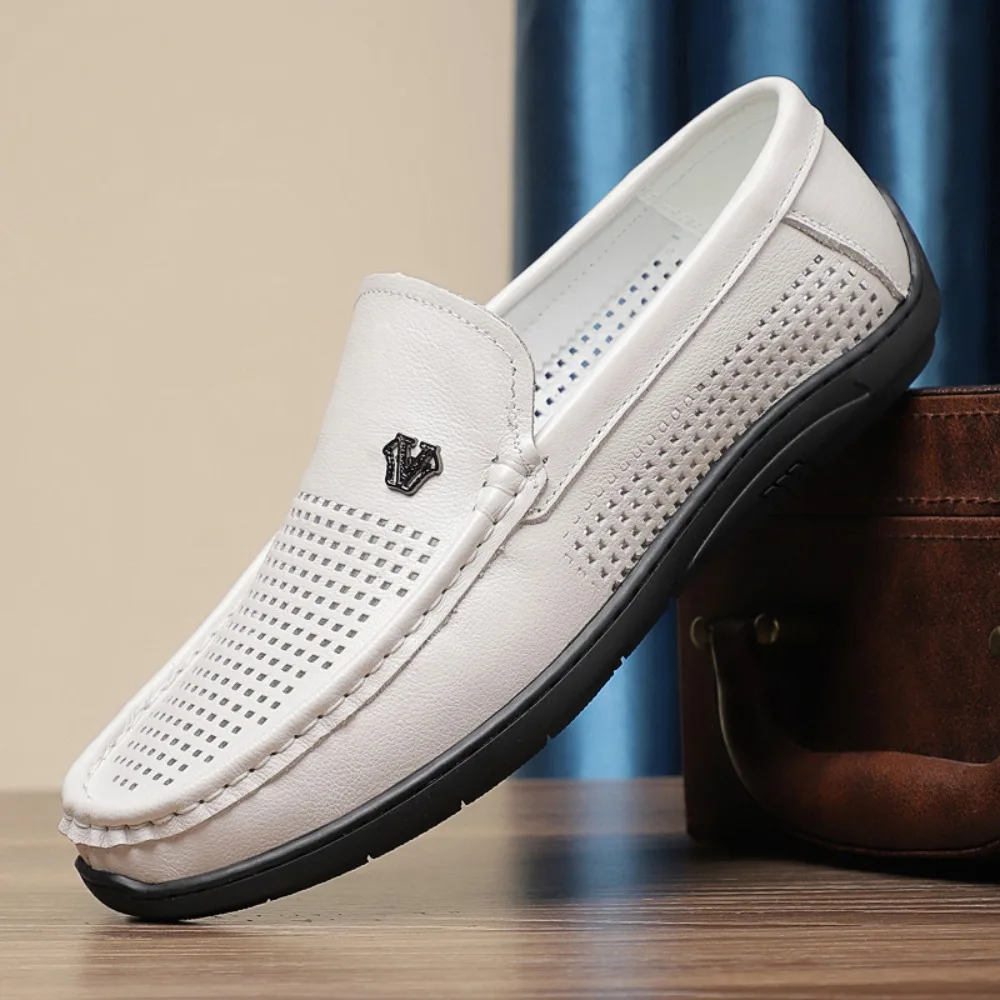 

Мужские повседневные кожаные туфли в деловом стиле, модные осенние новинки, трендовые слипоны с круглым носком на низком каблуке