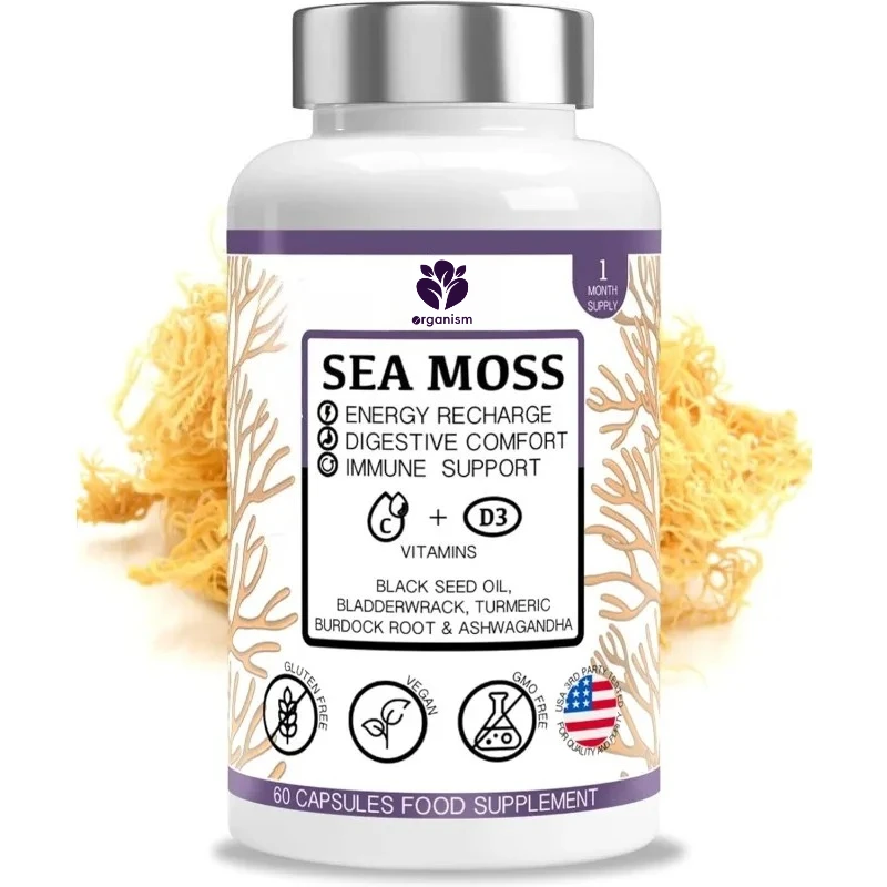 

Капсулы из морских водорослей емкостью 3000 мг содержит черное масло семян, корень лопуха, черный перец и травы - иммунитет, энергия, поддержка пищевых продуктов