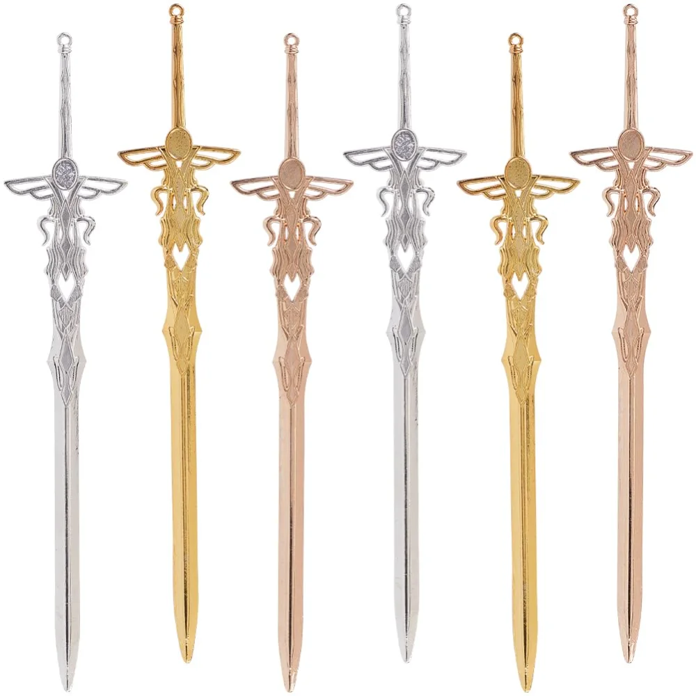 

6Pcs Chinese Hair Sticks Vintage Sticks Metal Bookmarks Bulk Swords Bookmark Classic Retro Hair Fork Sword Stick Pins