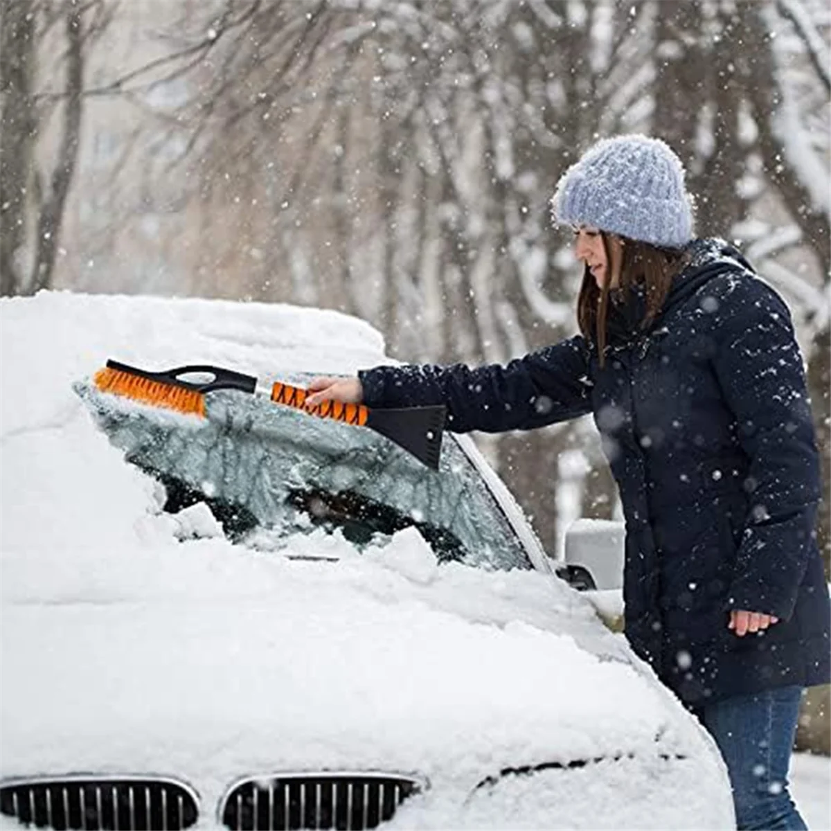 Car Snow Plow & Brush, Car Windshield Snow Plow Sturdy Snow Plow with Ergonomic Foam Grip Winter Accessory, 27Inch, 2PCS