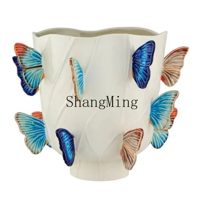 

PYH Modern Simple Fashion High Sense Art Home Decoration Ceramic Vase Butterfly Vase Flower Insert