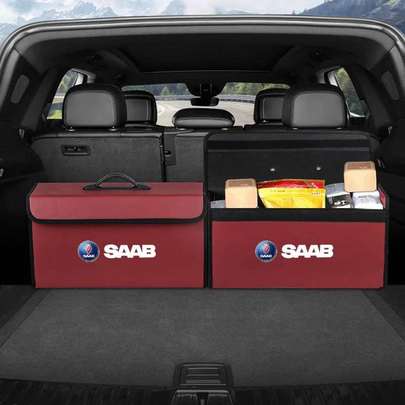 Car Trunk Storage Bag Leather Camping Box Collapsible For SAAB Scania 9-4X 9-7X 9-3 9-5 9-2X 9X Monster GT750 900 600 99 97 9000