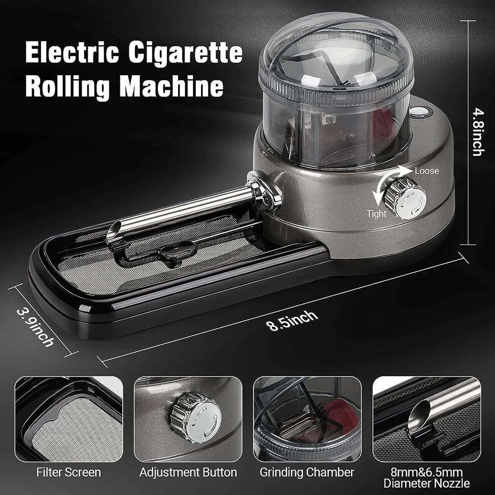 3in1 Cones Rolling Machine Automatic Loader Mini Portable Pre Rolled Cones Filling Tobacco Smoking King Size Injector 8 6.5 MM