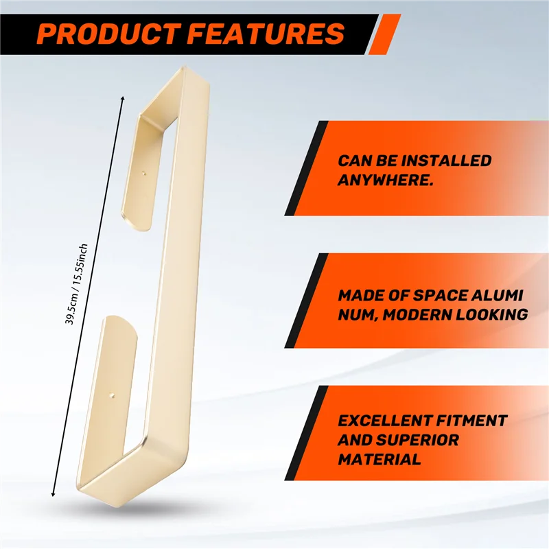 

AB46-Самоклеящаяся вешалка для полотенец для ванной комнаты, 15,5 дюймов, без дырокола, туалет, кухня, самоклеящаяся вешалка для полотенец, золото