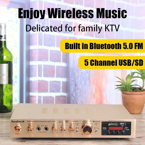 Imagen 2 del producto Amplificador de potencia de Audio Bluetooth 5,0, 220V, 2000W, amplificadores de cine en casa, amplificador de Audio, soporte FM, USB con Control remoto