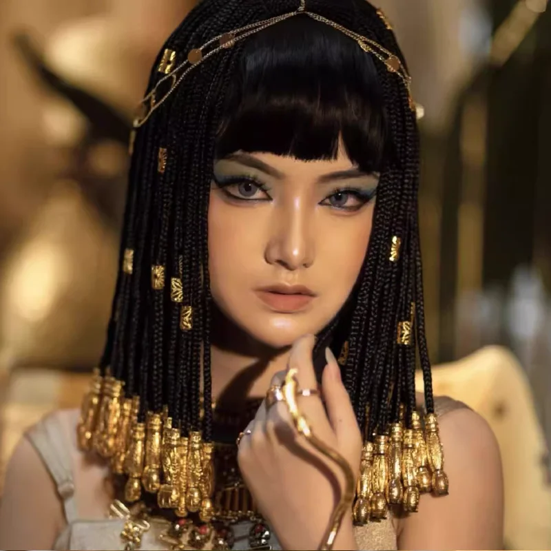 

Парик египетской королевы, аксессуары для волос на Хэллоуин, головные уборы для косплея, аниме, ночной клуб, грязная коса, коса для танцевального выступления