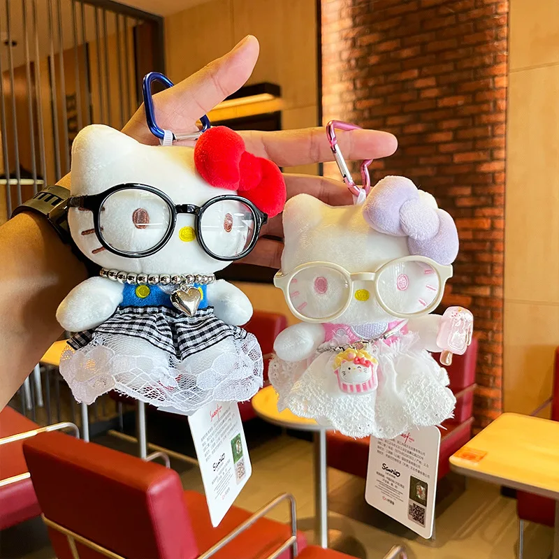 Sanrio hellokitty14cm boneca de pelúcia kawaii mochila pingente super macio casal presente dos desenhos animados presente aniversário das crianças