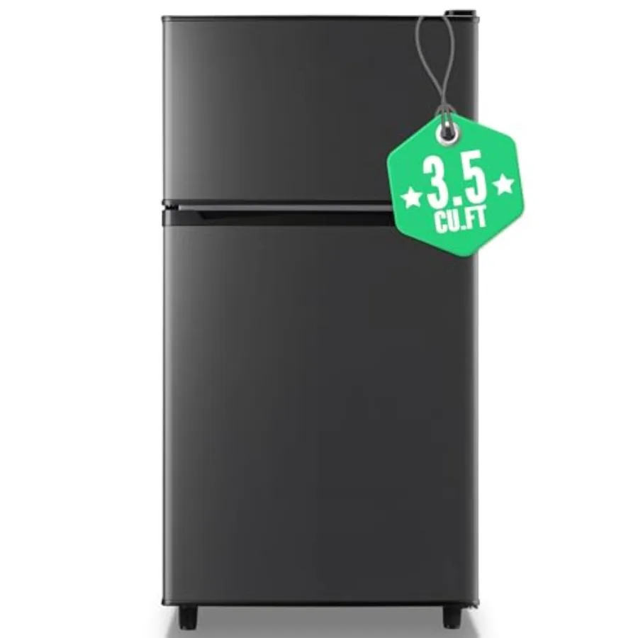 

Compact 3.5 Cubic Feet TwoDoor Mini Fridge with Freezer Features Mechanical Temperature Control with 7 Settings Side Bottle Rac