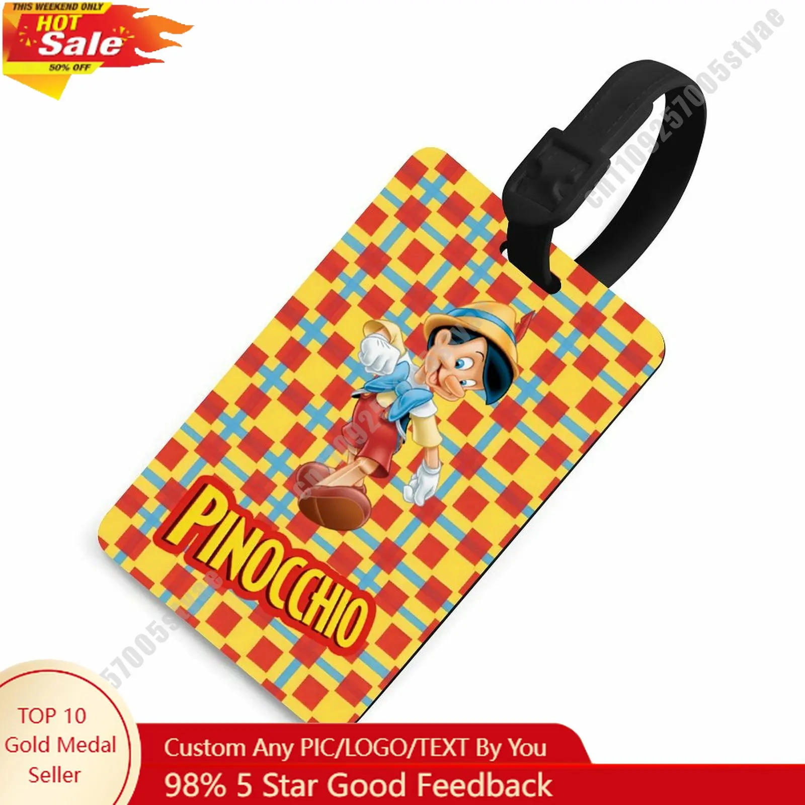 

Pinocchio Luggage Tags Disney Personalized Customized Your Name Phone Number Address Anti Loss Travel Wearable Pendant