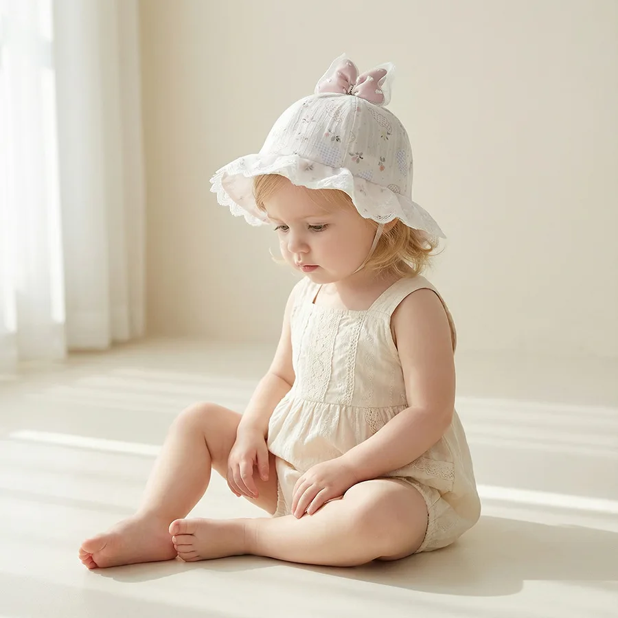 6–15 Monate Babymütze, leicht, Frühling und Herbst, Baby-Eimerhut für Mädchen im Prinzessinnen-Stil, Sonnenschutz für Ausflüge, Säuglinge und Kleinkinder