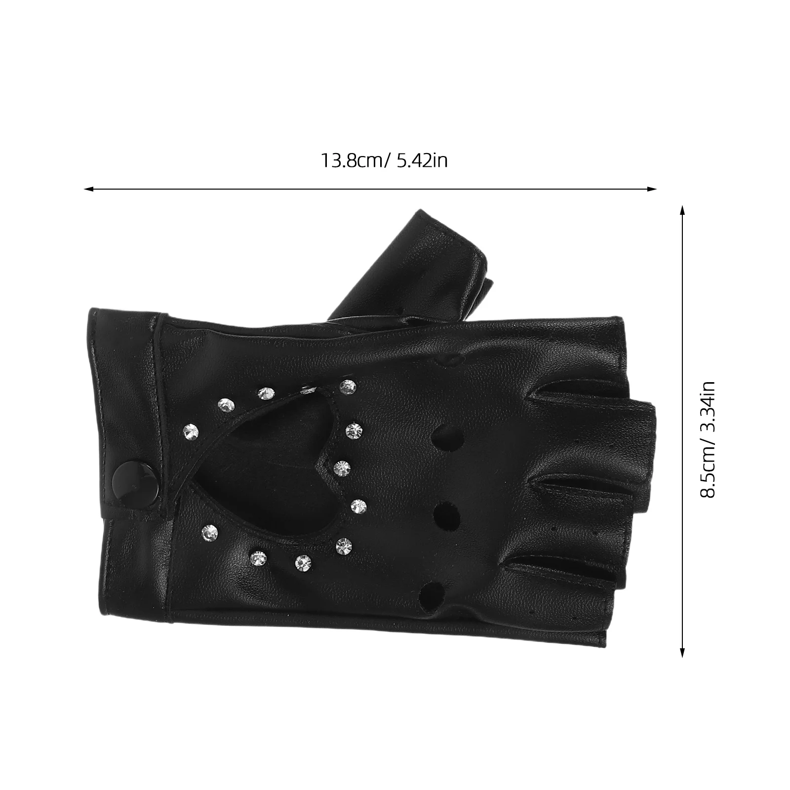 ถุงมือเด็กแบบพังก์ 2 คู่ แบบไม่มีนิ้ว ลายหัวใจ ประดับกลิตเตอร์ ทำจากหนัง PU สำหรับแต่งกาย เต้นรำ ฮาโลวีน ถุงมือเด็กแบบพังก์