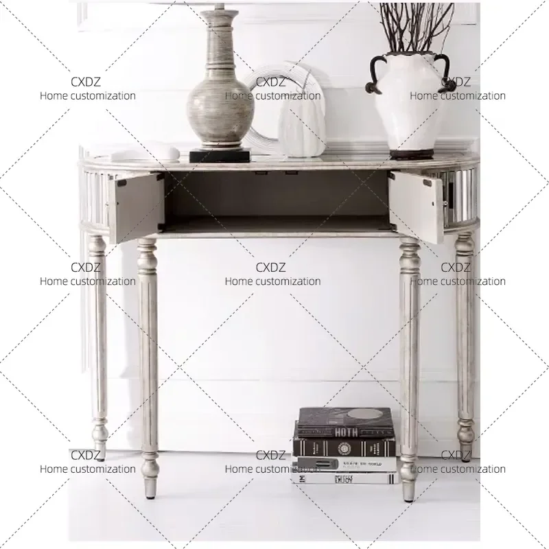 Modern Light Luxury Semi Round Console Table for Entryway Hallway Aisle Behind Door Simple End Side Table for Living Room