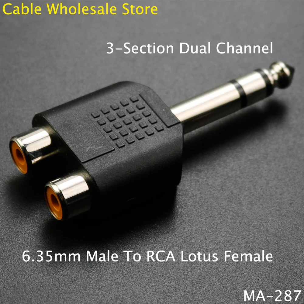 1 szt. 6.35mm męski na RCA lotosu żeńskie stereofoniczne słuchawki z Adapter gniazda Jack i głowica do przenoszenia dźwięku 6.35mm męskie do 2RCA