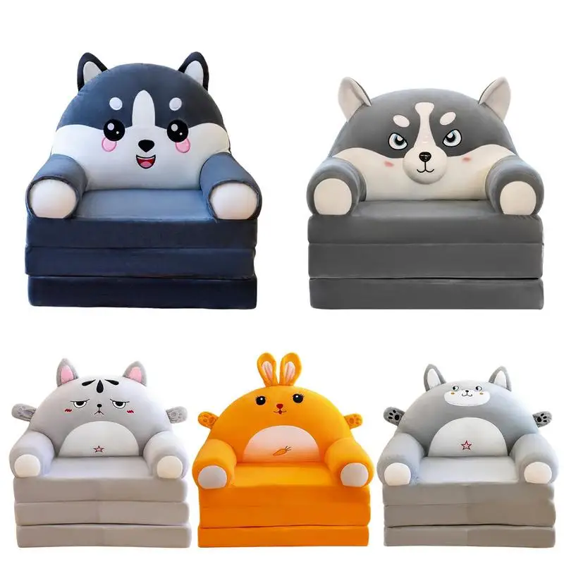 Kids Fold Out Couch 2 In 1 Children Flipp Open Sofa Kindergarten Plush Folding Out Chair Toddlers Cartoon Comfy Lounge Mini Sofa