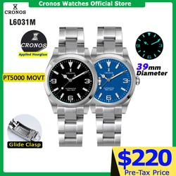 Cronos EX Diver Mechanical Men Watch 39mm Automatic PT5000 Sapphire Glass Bushed Bracelet Glide Clasp 10ATM  L6031