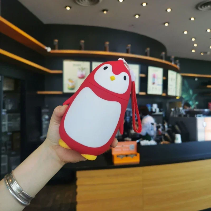 Creative Penguin Double Layer Glass Cup Portable Rope Straight Drinking Water Bottle Fat Dundun Insulation Cup Gift Cup