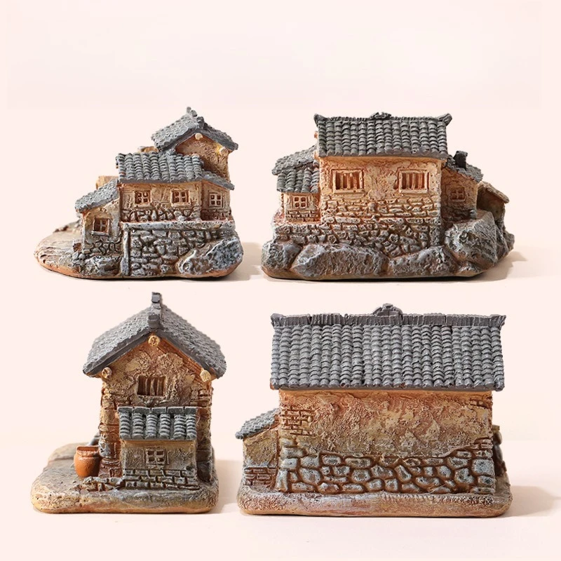 Mini House Desktop Crafts Creative Micro Landscape Ornaments Resin Home Garden Landscaping Potted Bonsai Atmosphere Decoration