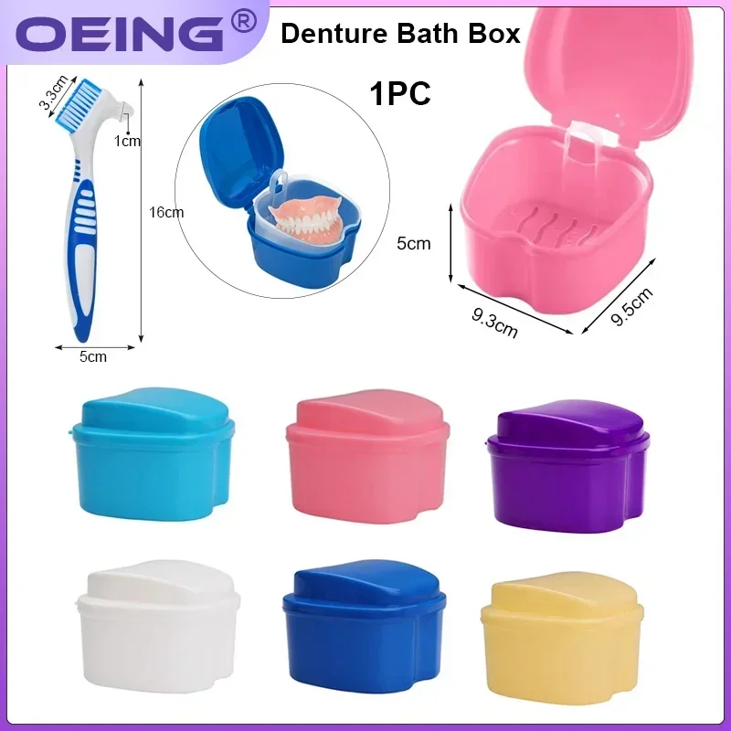 

1Pc Dental False Teeth Storage Box Denture Bath Box Case With Hanging Net Container Artificial Tooth Organizer Teeth Care Tools