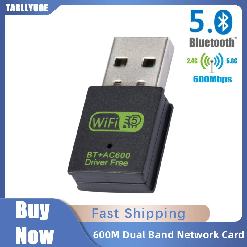 600M Dual-Band Wireless Network Card Drive Free 2.4/5.8Ghz High-Speed Computer WiFi Receiver USB Bluetooth 5.0 Wifi 2-in-1