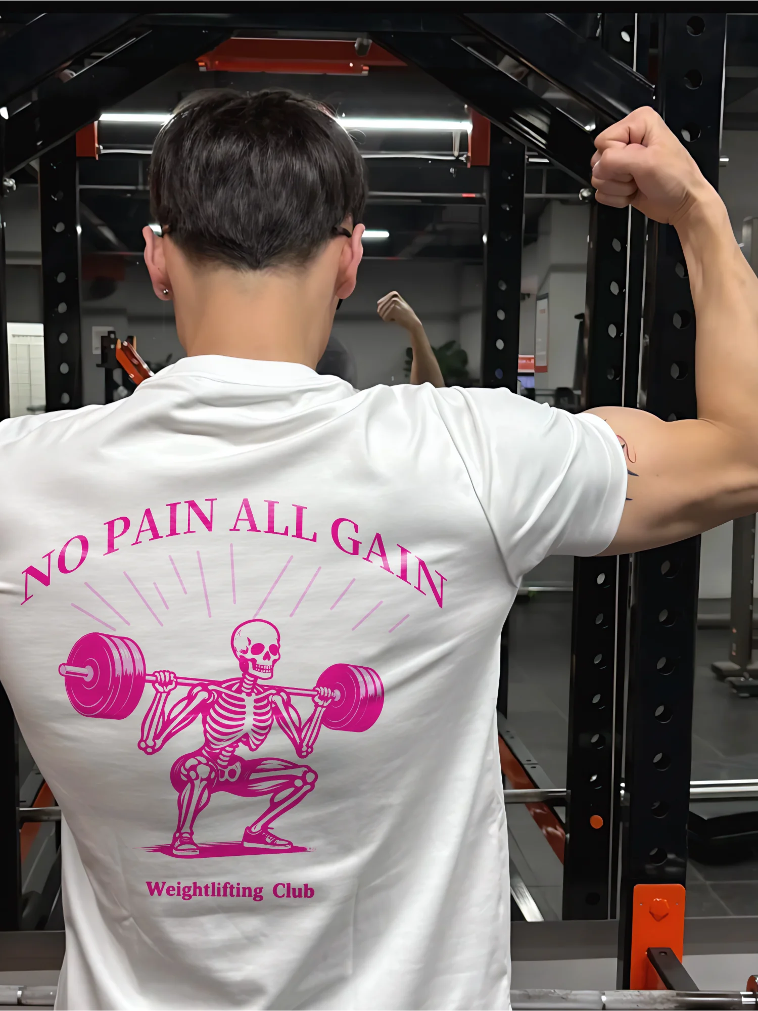 No Pain All Gain Weightlifting Fitness Breathable Sport Short Sleeve Pure Cotton T-Shirt Unisex Casual Style round Neck Tee