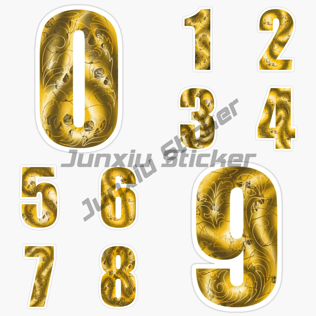 

Gold Number Numbers 0-9, Vinyl Waterproof Self-adhesive Car Sticker, Motorcycle Camping Applique Decal