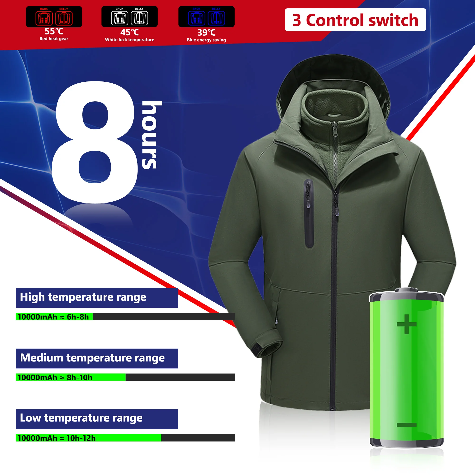 Heated Jacket Winter Heating Motorcycle Jacket USB Electric Heating Jackets Camping Warm Heated Clothes Skiing combat jacket