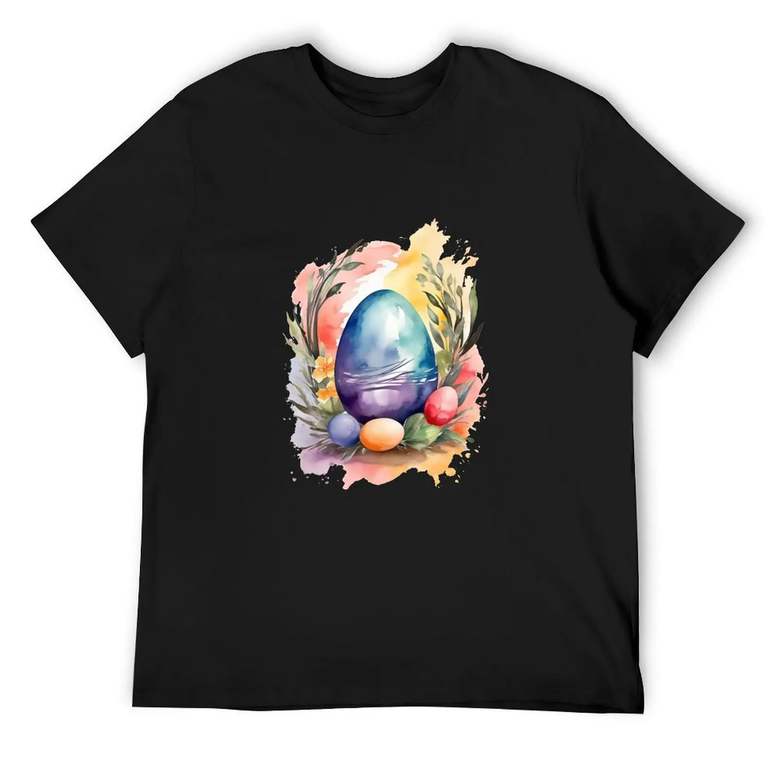 Easter with colorful eggs T-Shirt Short sleeve tee korean fashion summer top cotton graphic tees men workout shirt