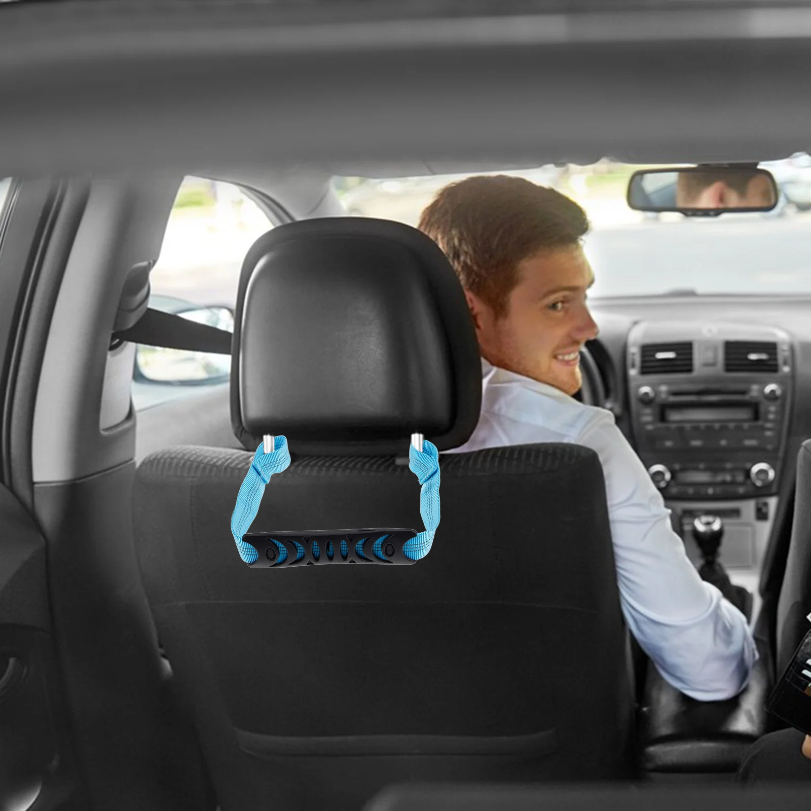 

2Pcs Car Safety Grab Handles Rear Seat Headrest Mounted Grip Supports Elderly Portable Durable Automotive Accessories