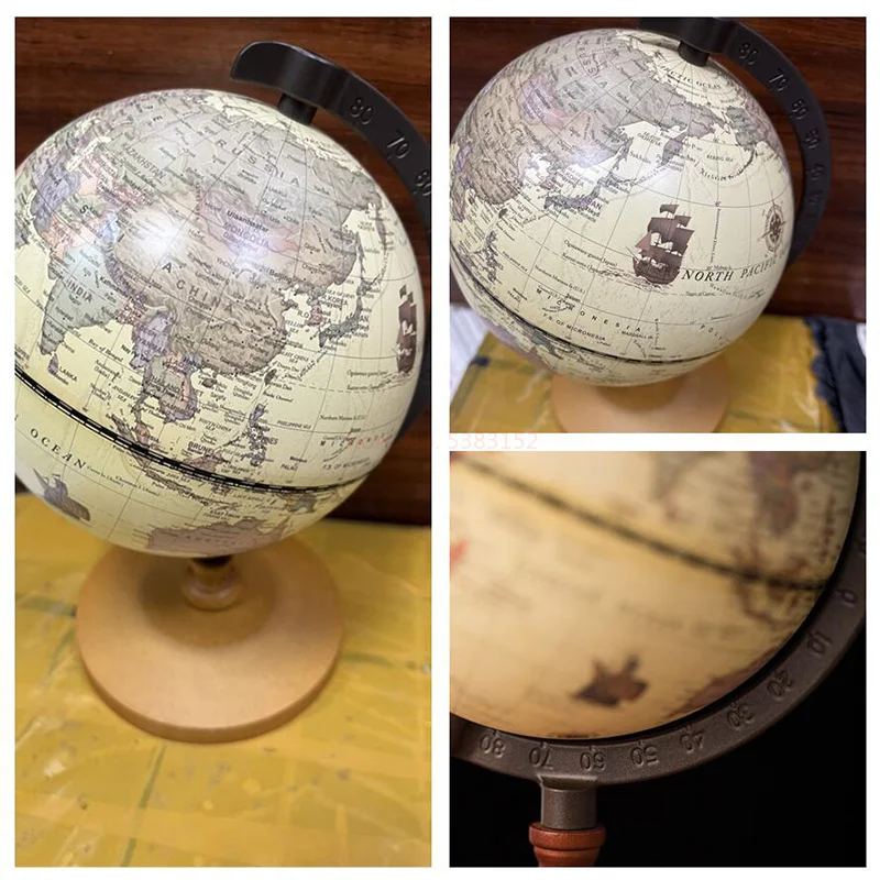 2023 New 22cm Vintage Wooden Globe Home Decoration School Education Supplies for student