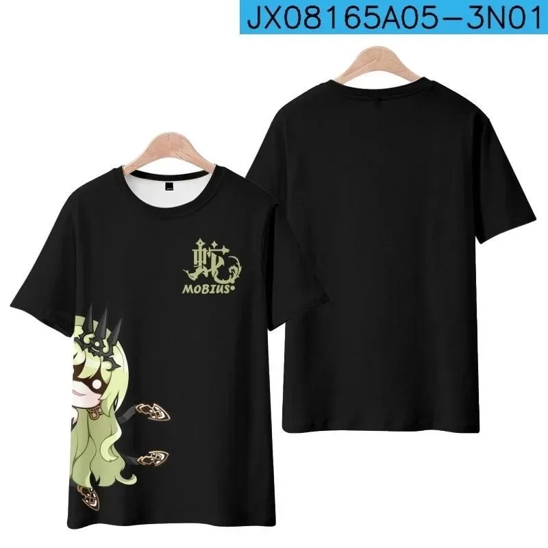 2024 nova honkai impact 3 mobius 3d impressão camiseta verão moda em torno do pescoço manga curta popular jogo streetwear mais