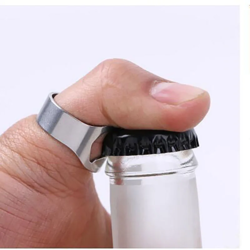 Stainless Steel Ring Bottle Opener Creative Beer Bottle Opener Finger Ring Bottle Opener Beer Bottle Keychain Kitchen Tool