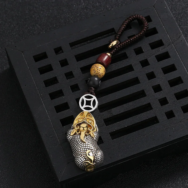 Trendy Gold Silver Collision Wealth Divine Beast Pendant Male Jewelry Exquisite Hollow Coin Keychain Men Necklace Accessories