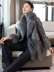 2023 Natural fox fur coat women's genuine sheepskin leather jacket Winter Coat Women