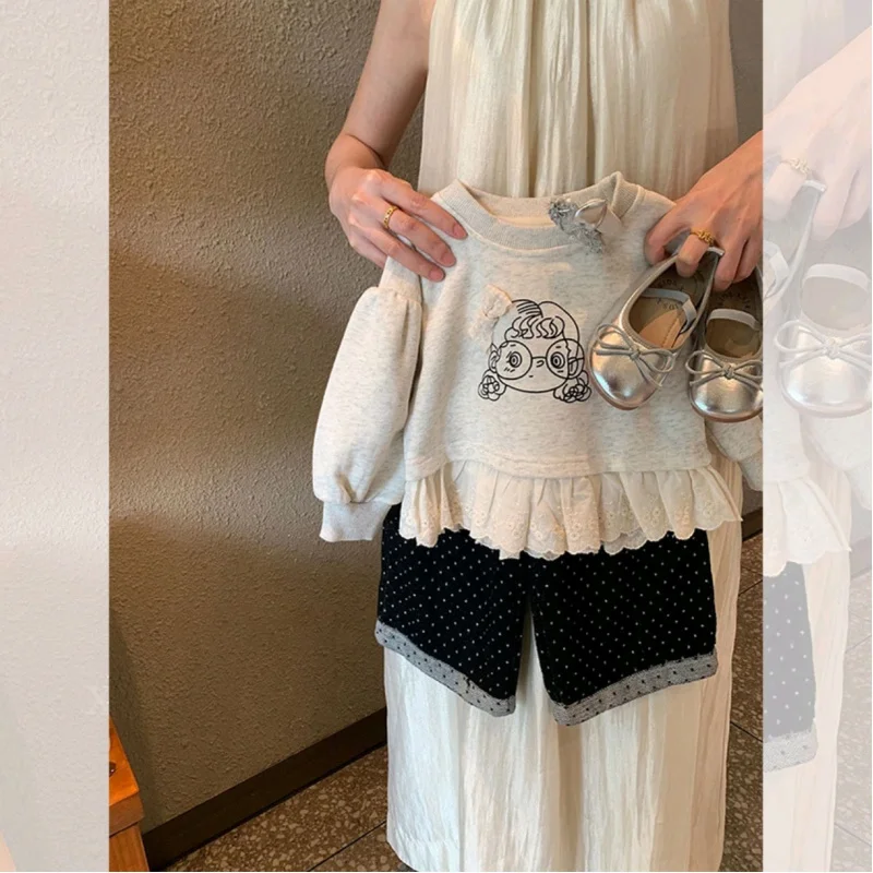 

01-Girls' Stylish Autumn Outfit Set2025New Fashionable Autumn Outfit for Little Girls, Korean Style Two-Piece Set with Heavy Cra